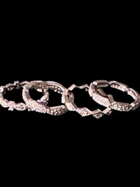 Set of 4 Express Silver Cubic Zirconia Stacking Rings